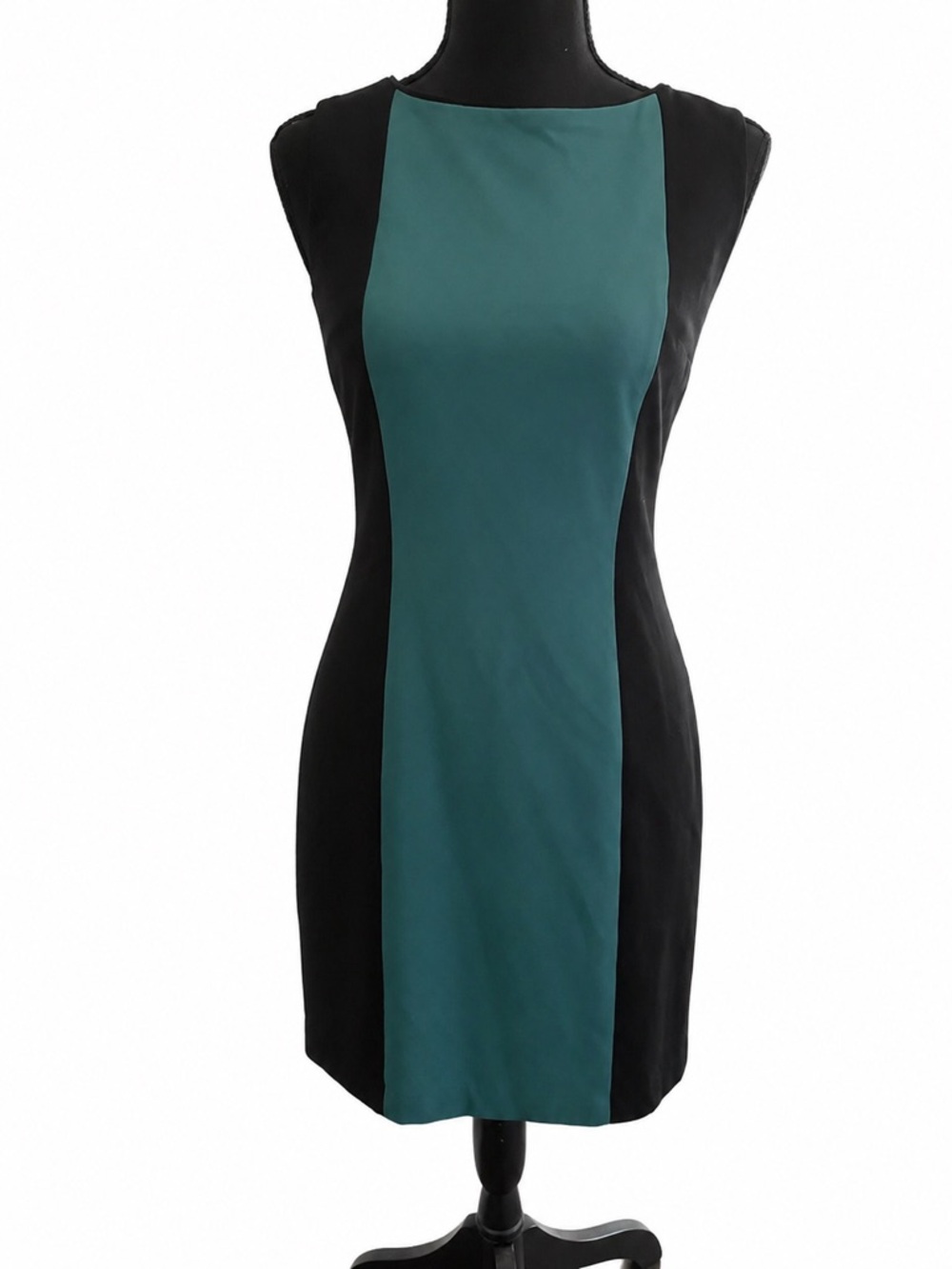 White House Black Market Teal and Black Panel Sheath Mini Dress